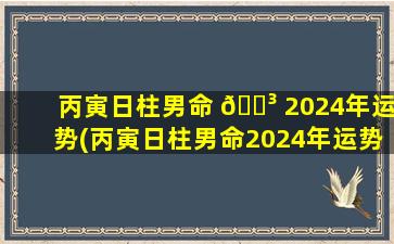 丙寅日柱男命 🌳 2024年运势(丙寅日柱男命2024年运势怎么样)